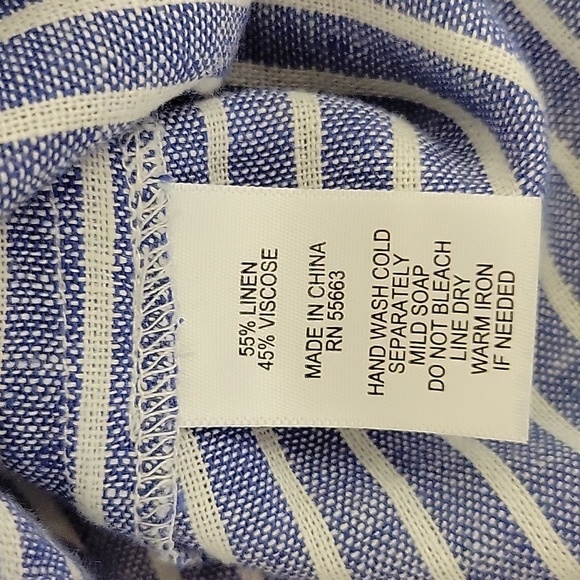 For Cynthia Blue & White Sleeveless Sheath Dress women's Xs Linen Blend NWOT - Picture 7 of 7